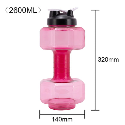 2.6L Sports Dumbbell Shaped Kettle Sport Water Bottle Outdoor Indoor Fitness Cycling Water Bottle Camping Cold Water Bottle