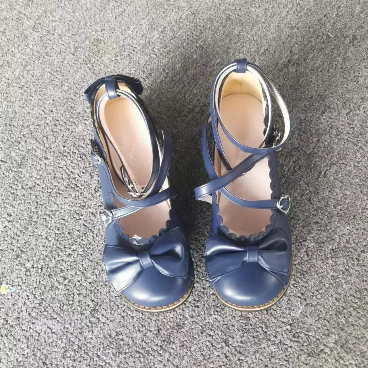 Lolita Shoes Women Flats Low Round With Cross Straps Bow Cute Girls Princess Tea Party Shoes Students Lovely Shoes Size 34-41