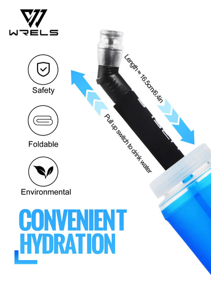 WRELS Folding Water Bottle TPU BPA-Free Leak Proof Soft Flask Outdoor Sport Marathon Hiking Camping Portable Water Bottle