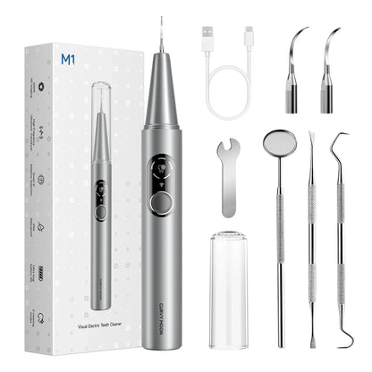 CURVY MOON Visible Electric Ultrasonic Tooth Cleaner with Camera Tartar Remover Tooth Stain Cleaning Tools Teeth Whitening Care