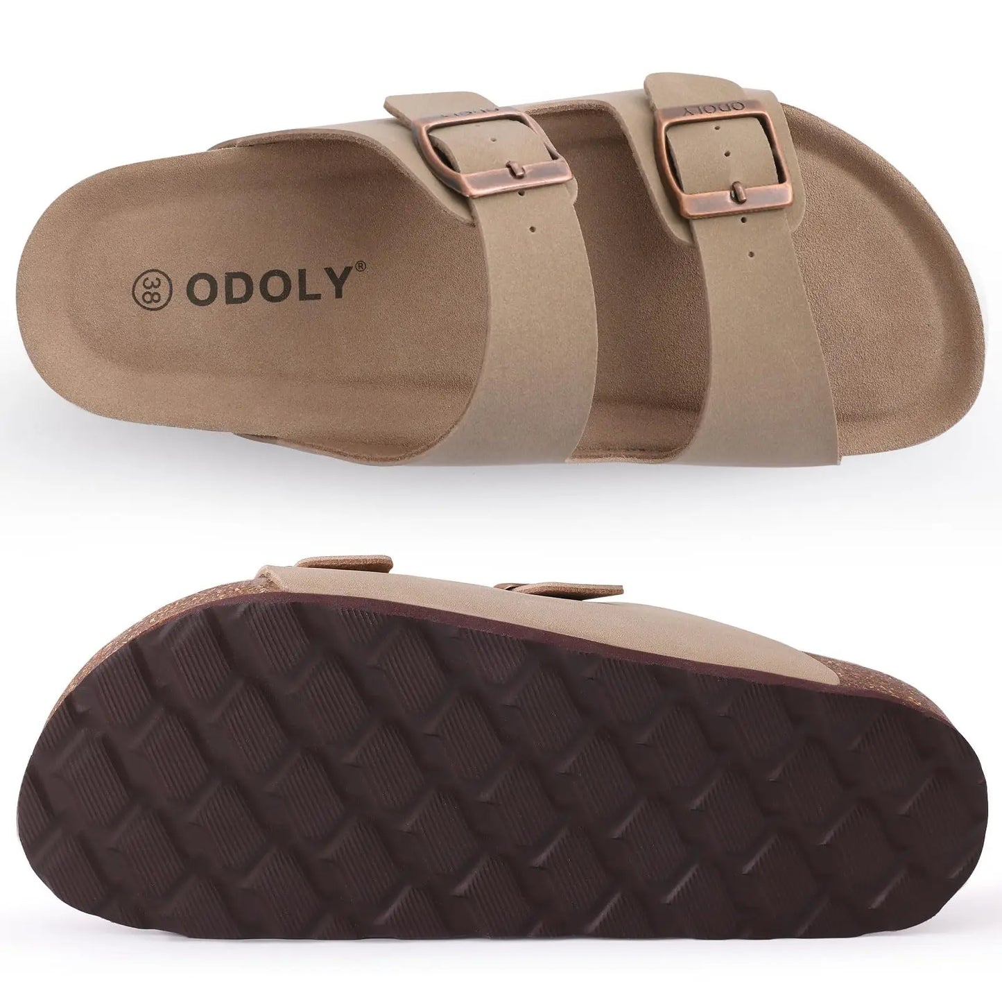 Crestar Women's Cork Footbed Slide Sandal Adjustable Buckle Summer Outdoor Suede Sandals with Arch Support Non-slip Beach Shoes
