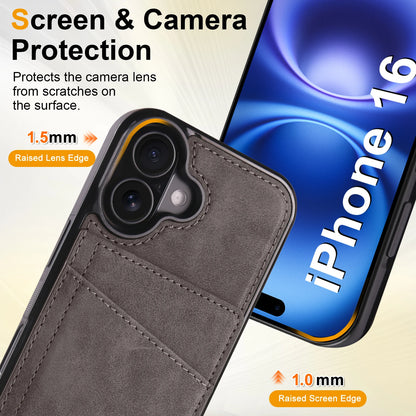 Business Flip Leather Case for iPhone 16 17 Air 16E 15 14 13 12 11 Pro Max Plus Mini Built-in Magnetic Wallet Card Phone Cover