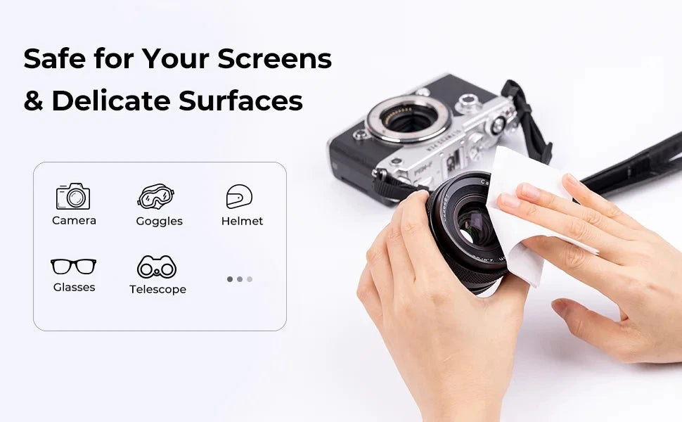K&F Concept 50 120 PCS Cleaning Wipes Individually Wrapped Anti Fog Wipe Suitable Camera Lenses Eyeglasses Tablets Mobile Screen