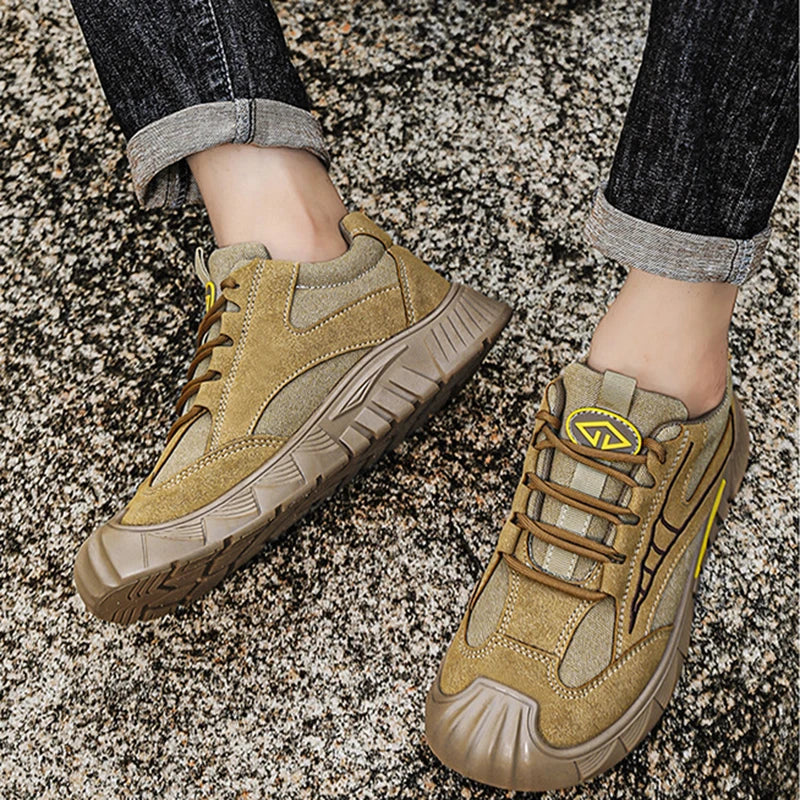 Oulylan Men's Lightweight Safety Shoes Breathable Low-Top Work Shoes Outdoor Fashionable Wear-Resistant Labor Protection Shoes