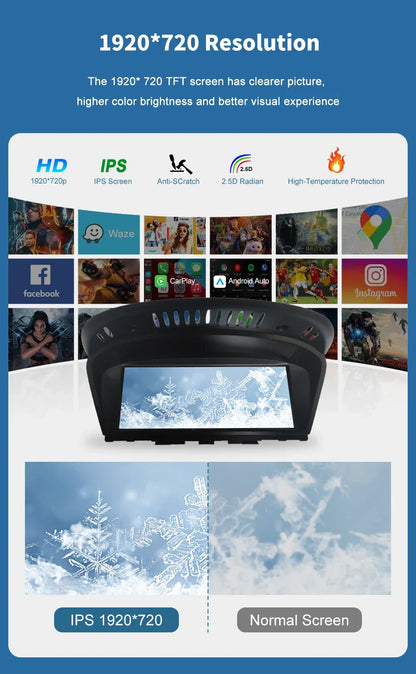 Road Top 8.8'' Wireless Carplay Android Auto Multimedia Display Screen For BMW 3 Series E90 E91 E92 E93 5 Series E60 E61 CCC CIC