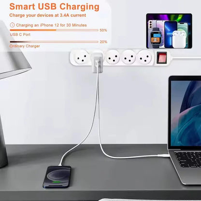 Melery Power Strip Israel Plug Outlets 3/4/5 Way AC Electric Switched Sockets 16A Wire Extension Cord Wall Mounted Home Office