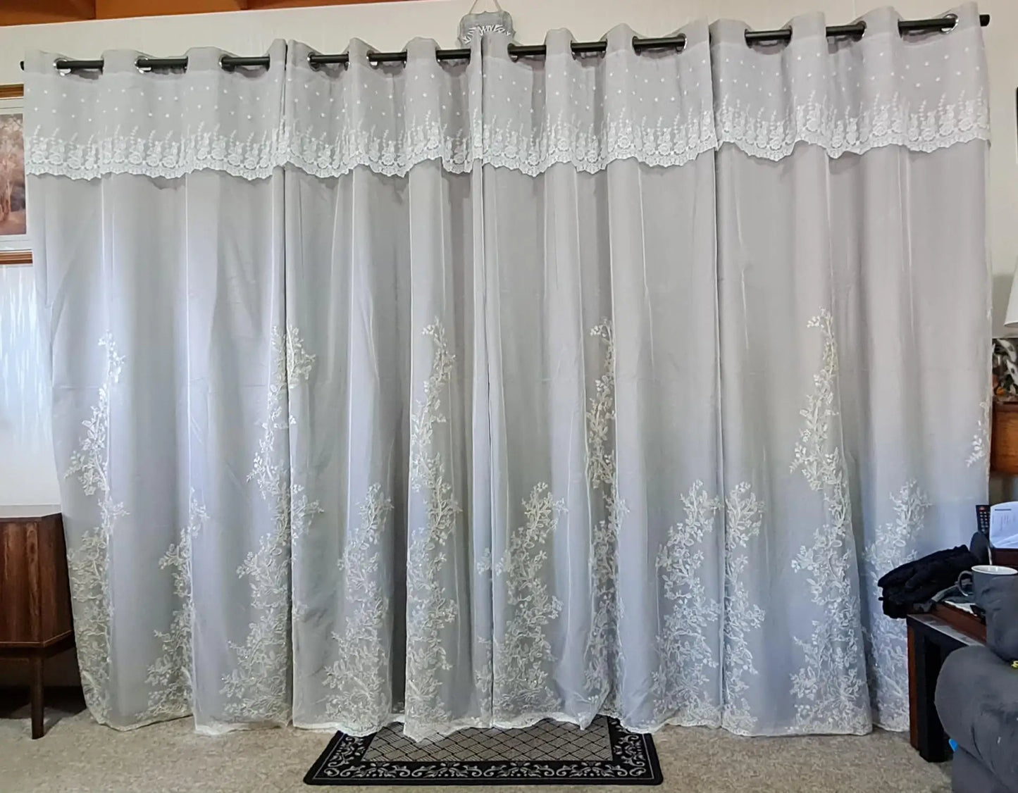 Luxury Beige Double Layer Embroidery Blackout Curtain for Bedroom Living Room European Delicate Sheer Plus Darkening Cloth Drape