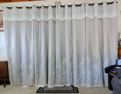 Luxury Beige Double Layer Embroidery Blackout Curtain for Bedroom Living Room European Delicate Sheer Plus Darkening Cloth Drape