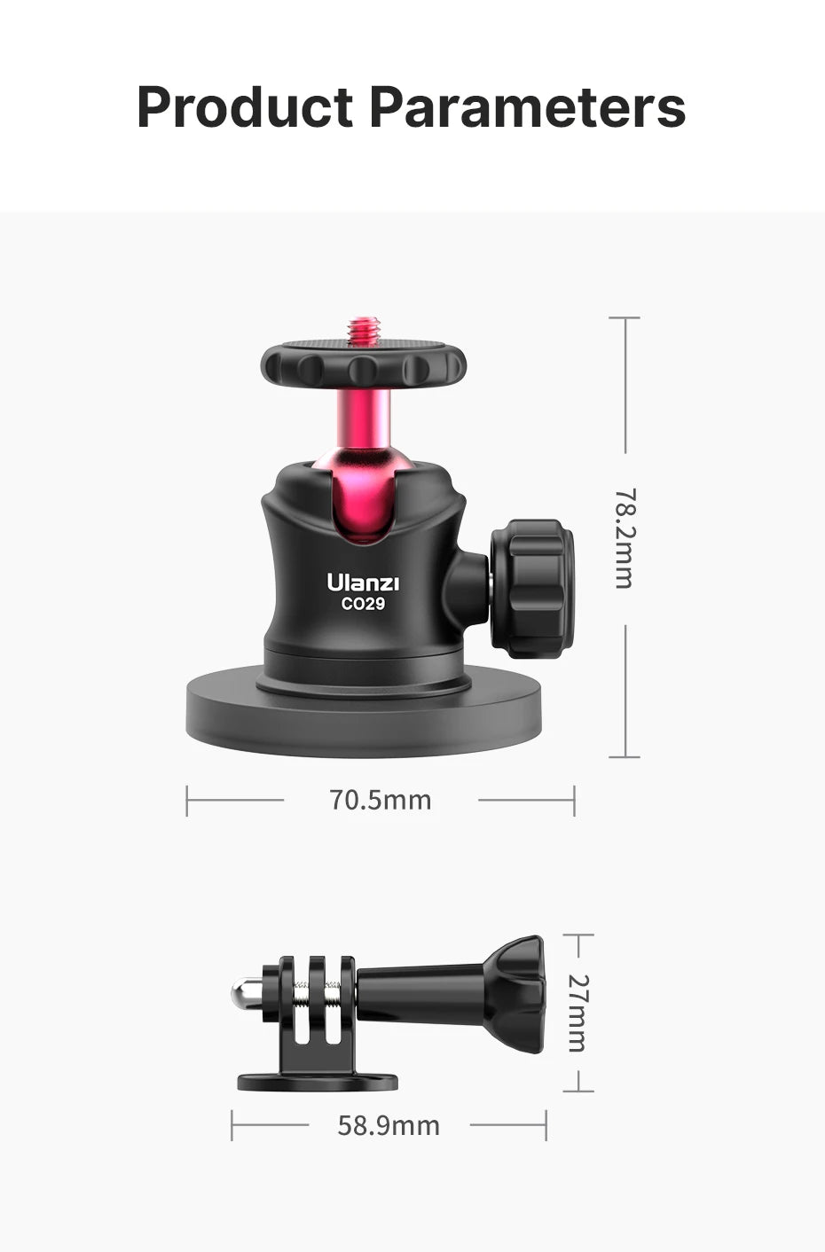Ulanzi C029 Magnetic Tripod Ball Head Cloud Terrace for Gopro 7 8 9 10 11 12 Smartphone Action Camera Base Mount