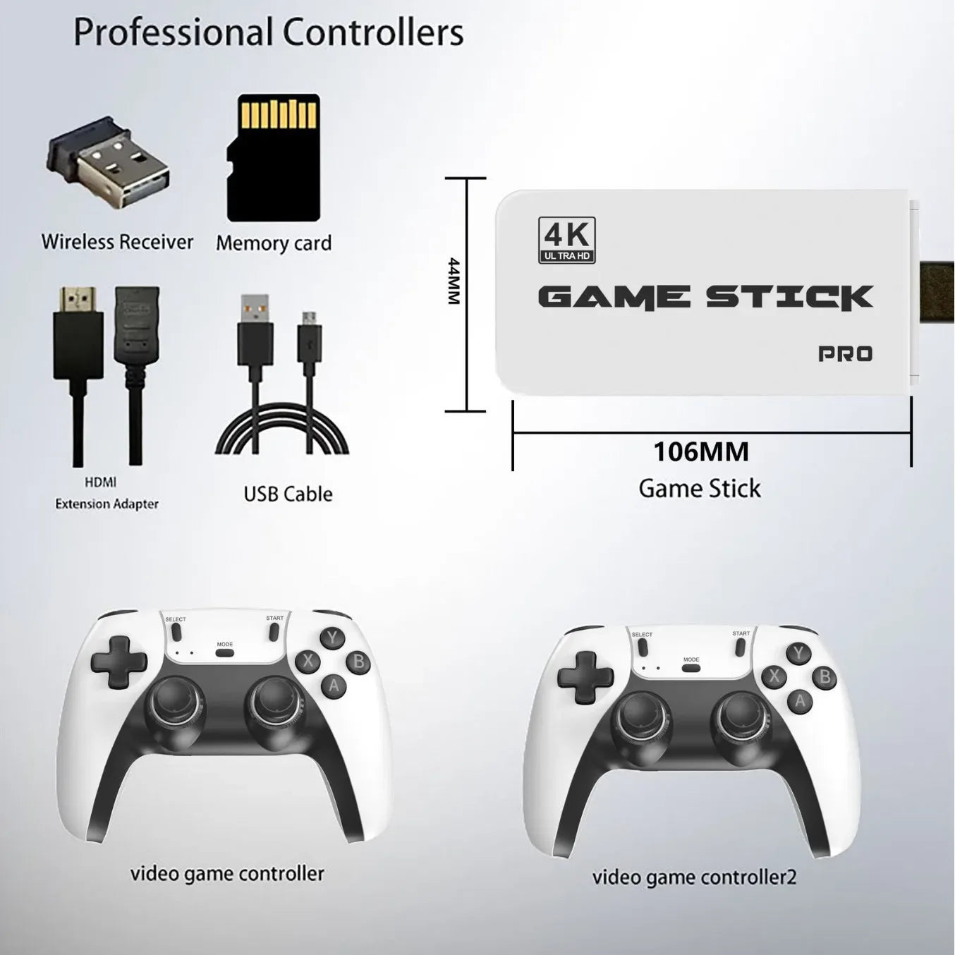 For M15 Gaming Stick VideoTVGaming Console Wireless Gamepad Over40000/50000 Classic Arcade Games HD Graphics Two-Player Battles