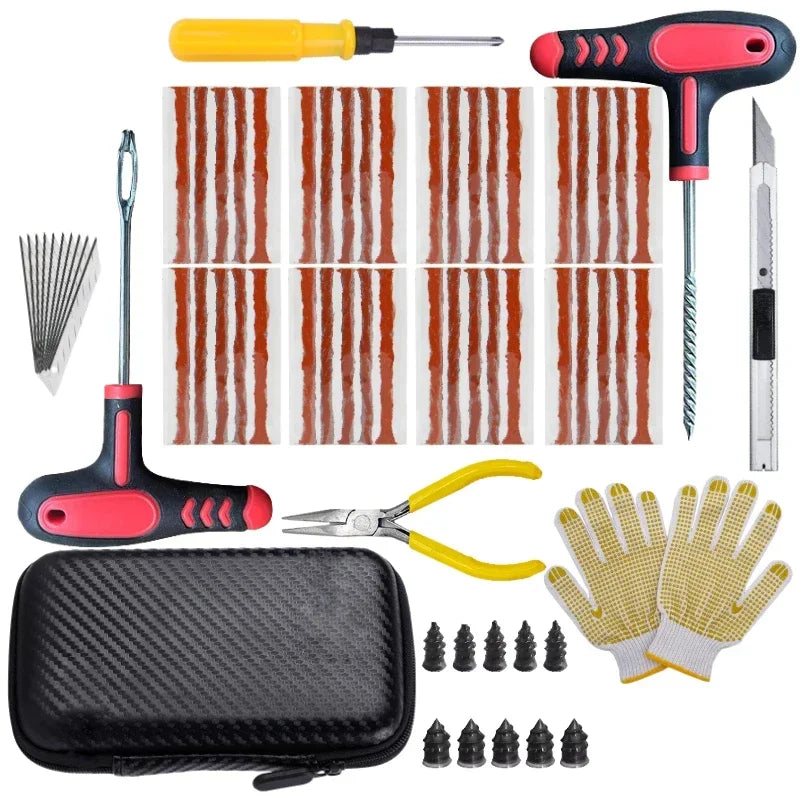 Automotive Emergency Rescue Kit Tyre Repair Kit Puncture Repair Kit, Anti-Puncture Kit Motorcycle, Puncture Repair Tool with Bag