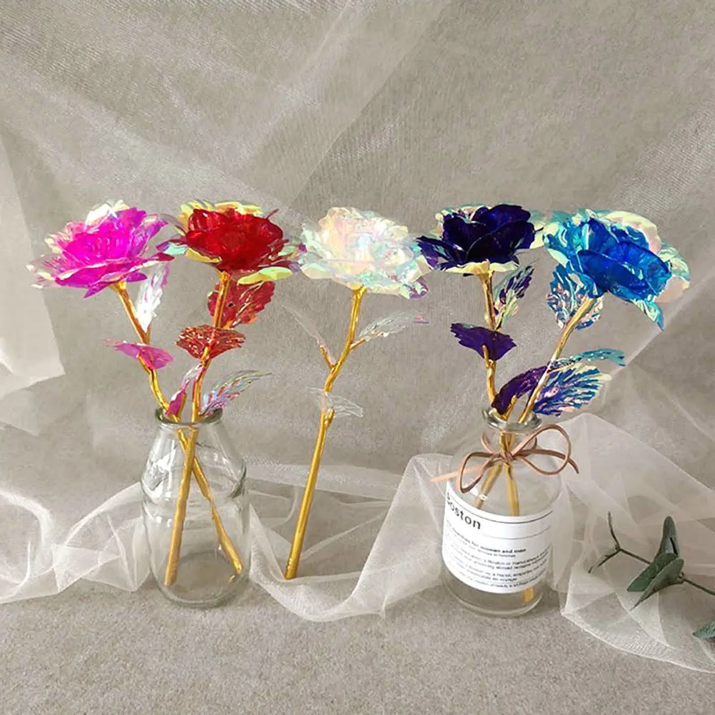 5-50PCS Simulation Artificial Rose Flower Diy Foil Plated Rose Lasts Forever Love Wedding Decor Roses Valentine's Day Gift