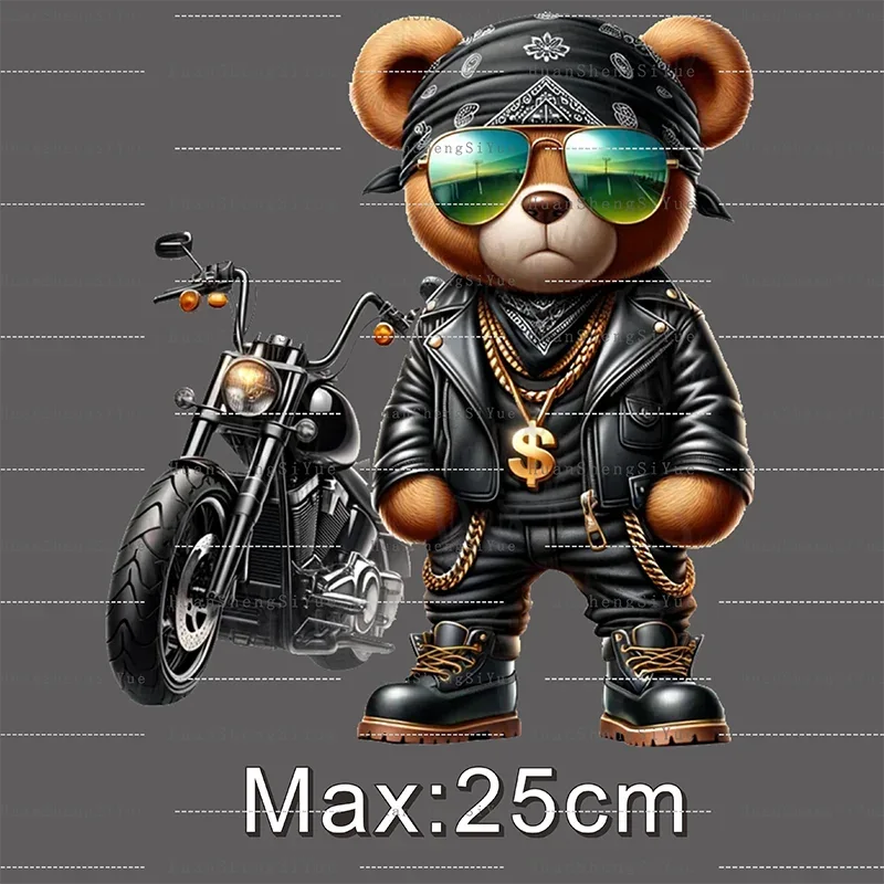 Teddy Bear Street Style Ironing Sticker Clothes DTF Fashion T-shirt Hoodie DIY Hot Transfer Printing Hot Sticker Waterproof
