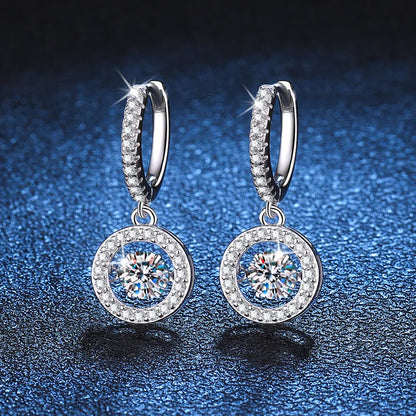 1CT Moissanite Drop Earring for Women Diamond Beating Heart Earring 100% S925 Sterling Silver White Gold Plated Jewelry