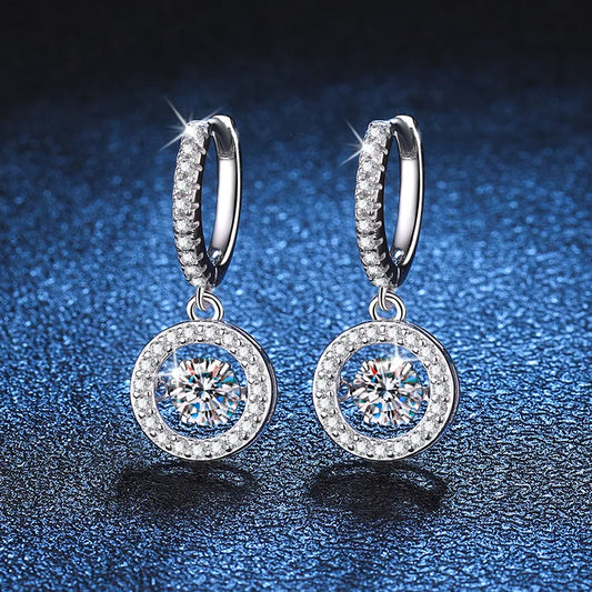 1CT Moissanite Drop Earring for Women Diamond Beating Heart Earring 100% S925 Sterling Silver White Gold Plated Jewelry