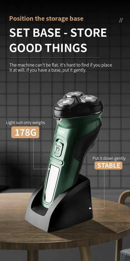 Kemei LCD Dislay Waterproof Electric Shaver For Men Wet Dry Neck Beard Electric Razor Facial Shaving Machine Rechargeable