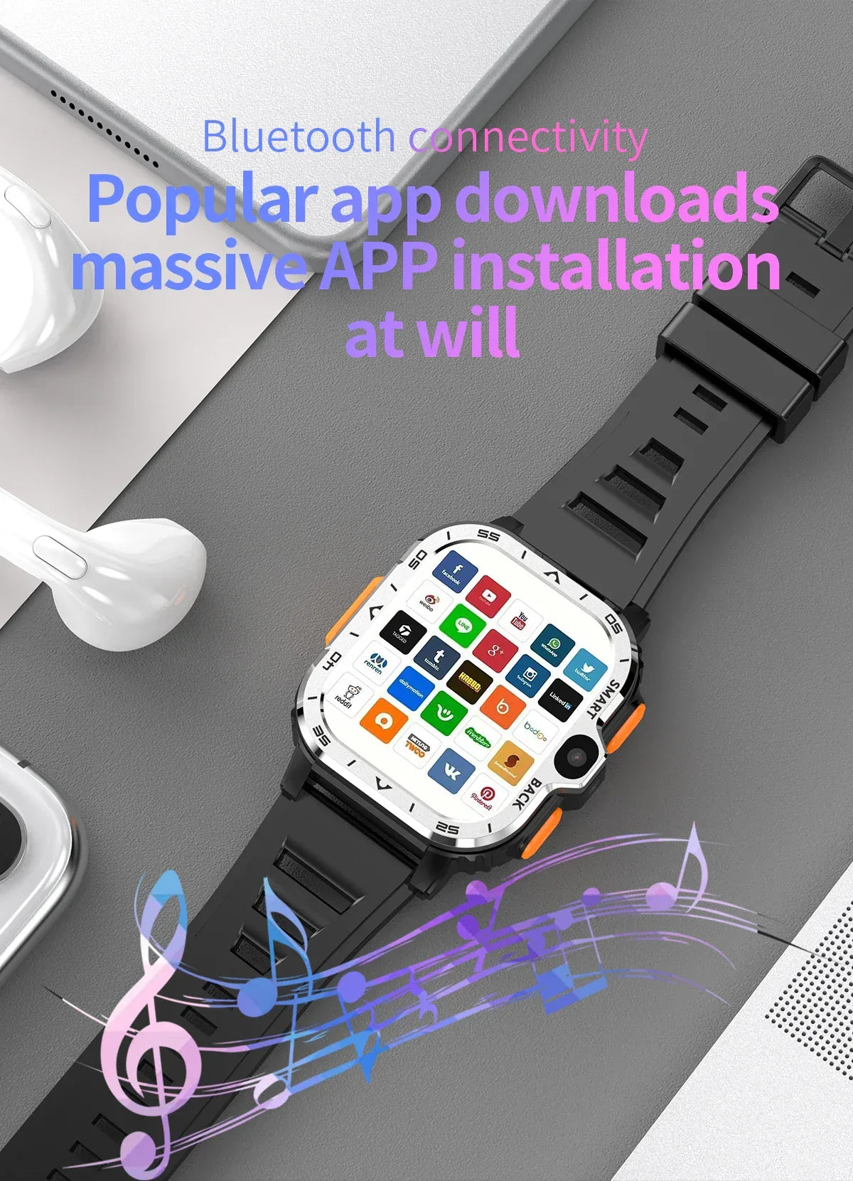 2024 New SIM Smart Watch 2.03inch 4G Network GPS Wifi NFC Dual Camera 64G ROM Storage Google Play Small mobile phone Smartwatch