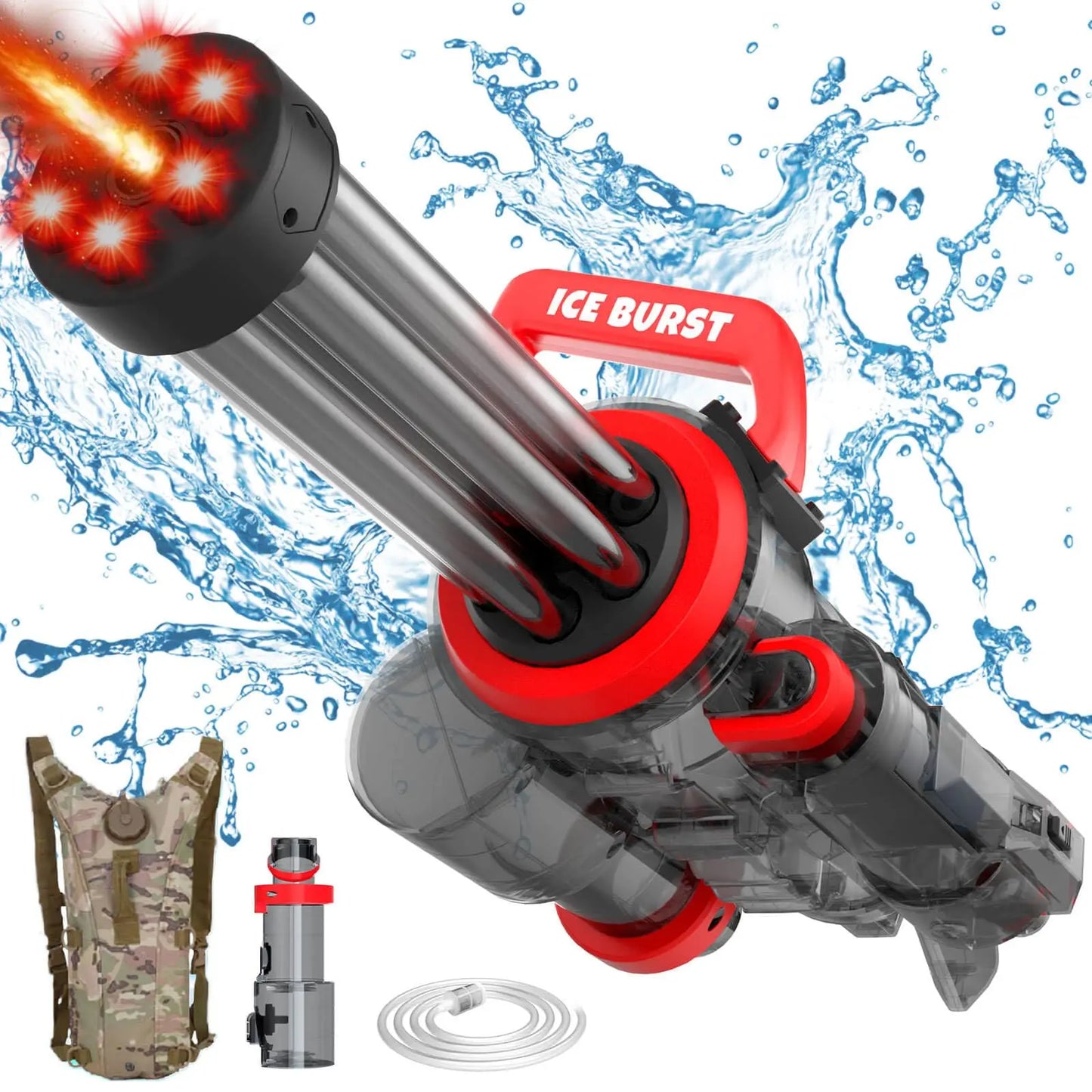 Large Backpack 3L Electric Water Gun Gatling Cool Lighting Toys,2024 New Summer Outdoor Shooting Super Water Gun Toy Gifts
