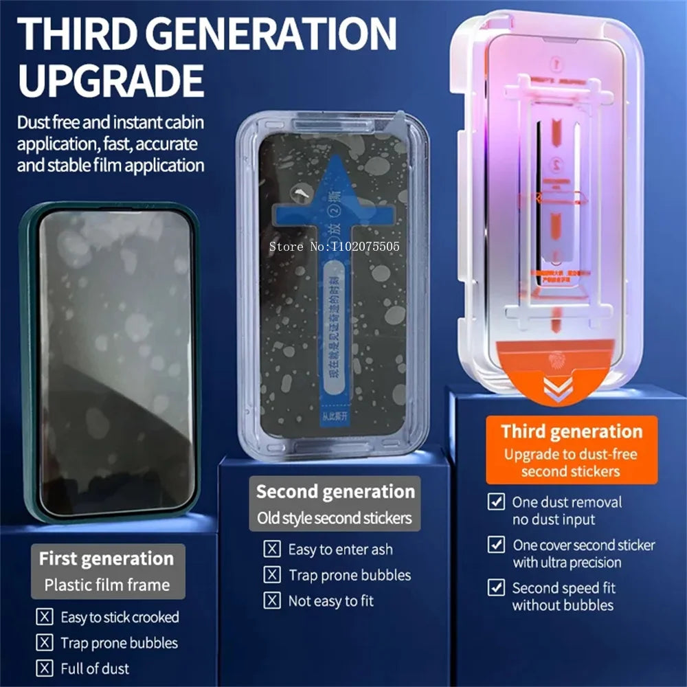 1/2 One-click installation Dust Free Glass For iPhone 15 13 12 11 14 Pro Max Mini Plus X XR Screen Protector For iPhone 15 Pro
