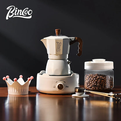 Bincoo Dual Valve Moka Pot Espresso Machine Extraction Coffee Mocha Pot，Electric Heating Furnace Italian Home Barista Tool 220V