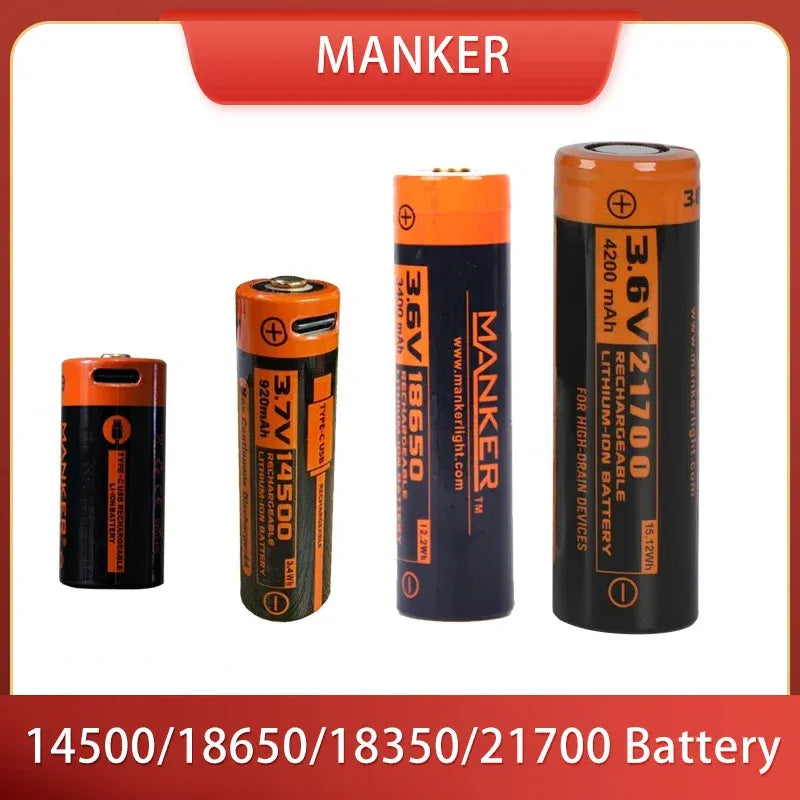 Manker 14500/18650/18350/21700 Battery for Flashlight