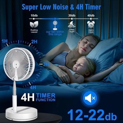 XIAOTREE Wireless Folding Desk Fan Telescopic Outdoor Travel Camping Floor Fan With 7200 mAh USB Rechargeable Fan Standing Fan