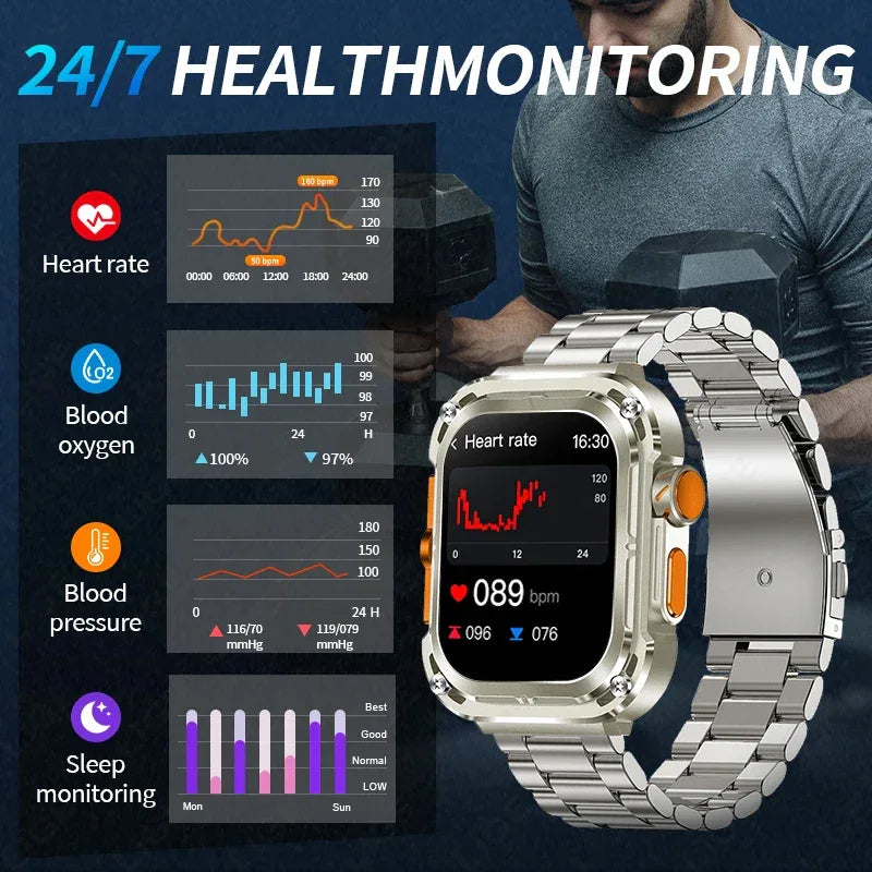 LIGE Smart Watch 2.1 inch AMOLED Health Sports Man Watch Heart Rate Bluetooth Calling Smart watch For Men Women For Android IOS