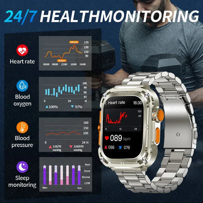 LIGE Smart Watch 2.1 inch AMOLED Health Sports Man Watch Heart Rate Bluetooth Calling Smart watch For Men Women For Android IOS