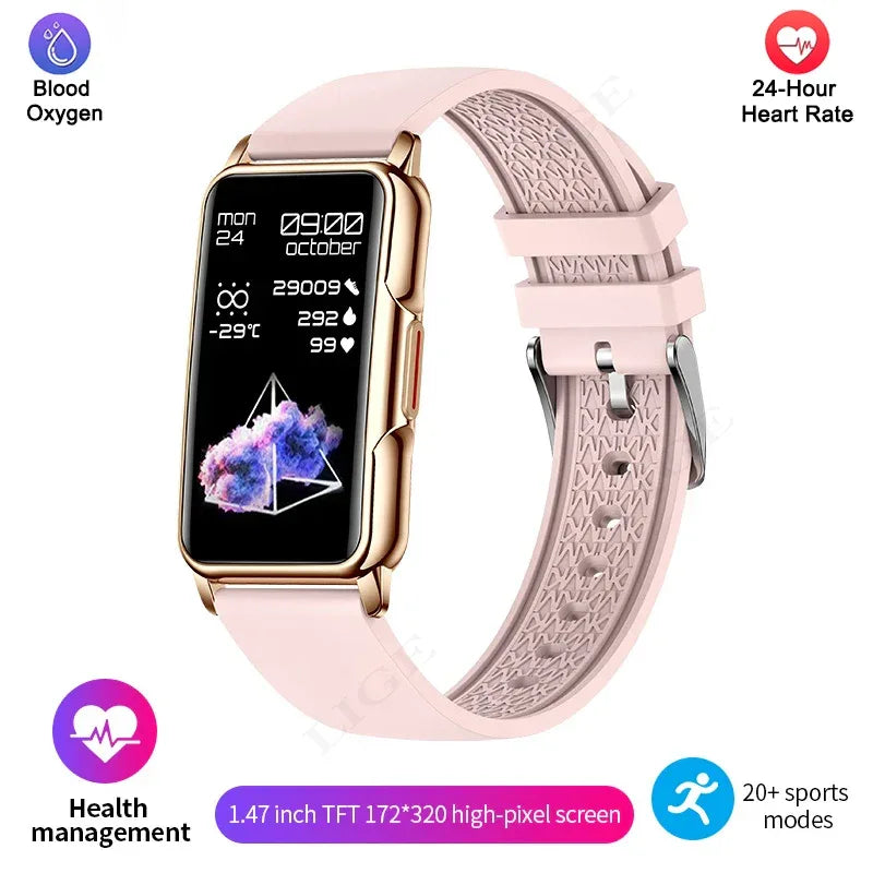 Smart Bracelet Women Smartwatch Men Heart Rate Blood Oxygen Waterproof Sport Fitness Smart Band Watch Call Reminder Ladies+Gift