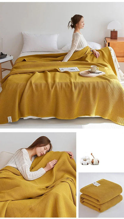 Solid Cotton Blanket for Bed Waffle Plaid Bedspread for Single Queen King Bed Sofa Blankets Throw Sofa Cover Sheet Summer Quilt