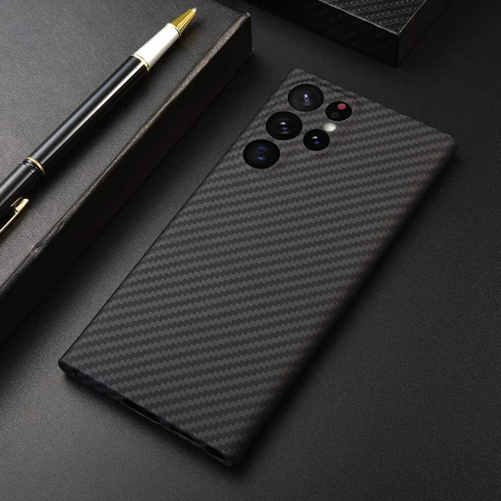Ultra-Thin Kevlar Pure Carbon Fiber Phone Case For Samsung Galaxy S23 S24 26 Ultra Plus Commercial Aramid Fiber Shockproof Cover