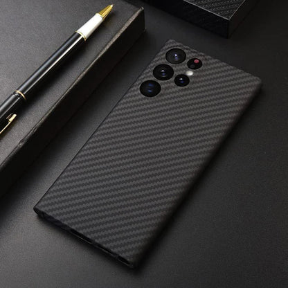Ultra-Thin Kevlar Pure Carbon Fiber Phone Case For Samsung Galaxy S23 S24 26 Ultra Plus Commercial Aramid Fiber Shockproof Cover
