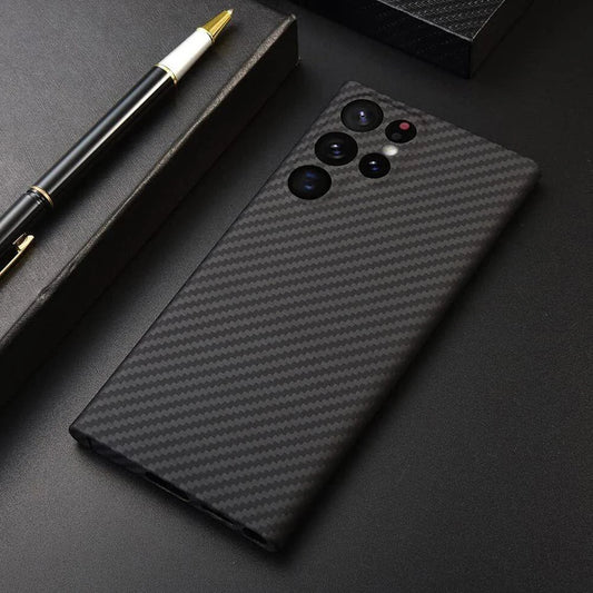 Ultra-Thin Kevlar Pure Carbon Fiber Phone Case For Samsung Galaxy S23 S24 26 Ultra Plus Commercial Aramid Fiber Shockproof Cover by PDG ibma