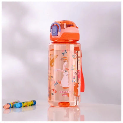 Dinosaur Themed Camping Bottle For Water Drinking Cup With Straw 600ml BPA Free Leakproof Kids Sports Bottle Lightweight Durable