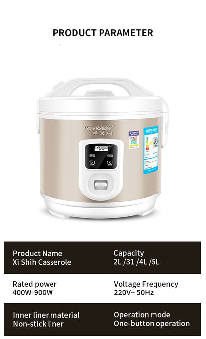 Peskoe Mini Rice Cooker Non-Stick Surface Old-Fashioned 1-2-3 Person Multi-Function Household Cooking Appliance 2L 3L 4L 5L