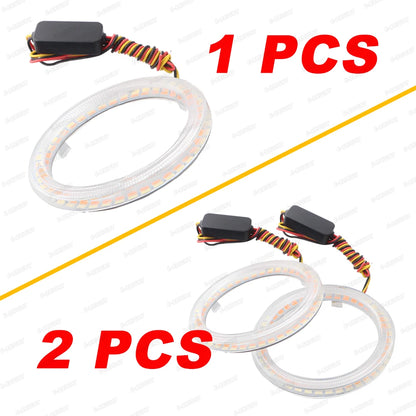 2PCS 24V 12V Angel Eyes Halo Rings White Amber 4014LED Cars Headlight DRL Driving Light 60 70 80MM 90MM 95MM 100MM 110MM 120MM