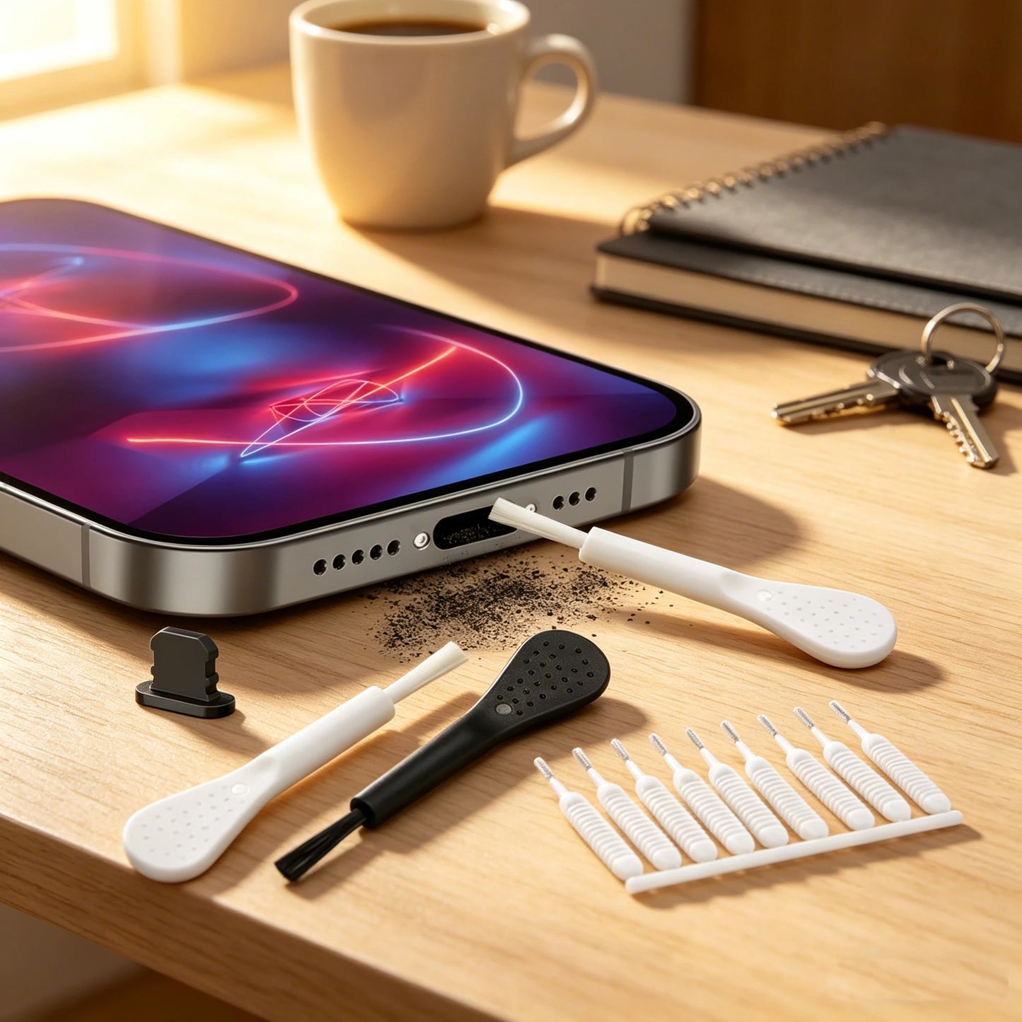 For iPhone Cleaning Kit Speaker & Port Cleaner Brush Set Dustproof Tool for 14 13 Pro Max Mobile Phone