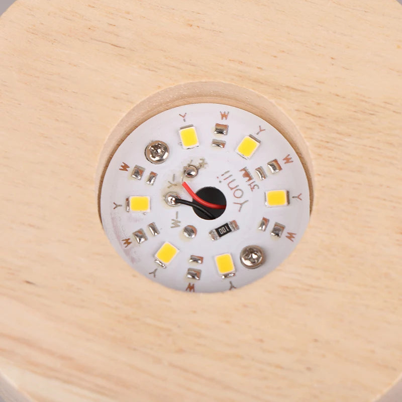 1PC Battery Operated 8/10cm Round Wooden LED Light Dispaly Base Stand Holder Table Night Lamp Base Crystal Glass Art Ornaments