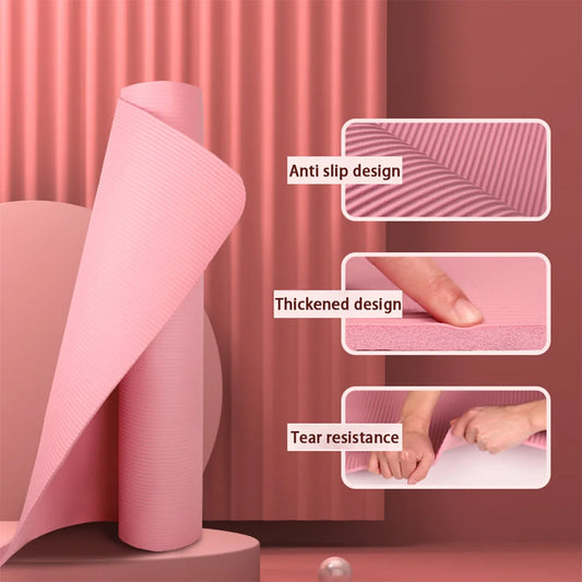 8mm yoga mat, suitable for beginners, lengthened and thickened for exercise, non slip fitness yoga mat for home use ﻿