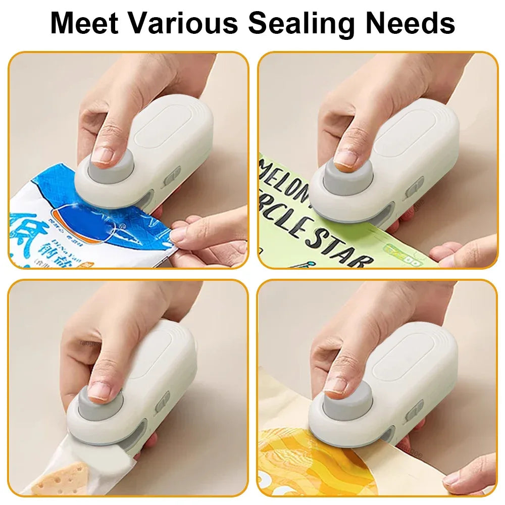 Mini Heat Bag Sealing Machine Package Bags Sealer Thermal Plastic Food Bag Closure Portable Sealer Food Packaging Heat Sealer