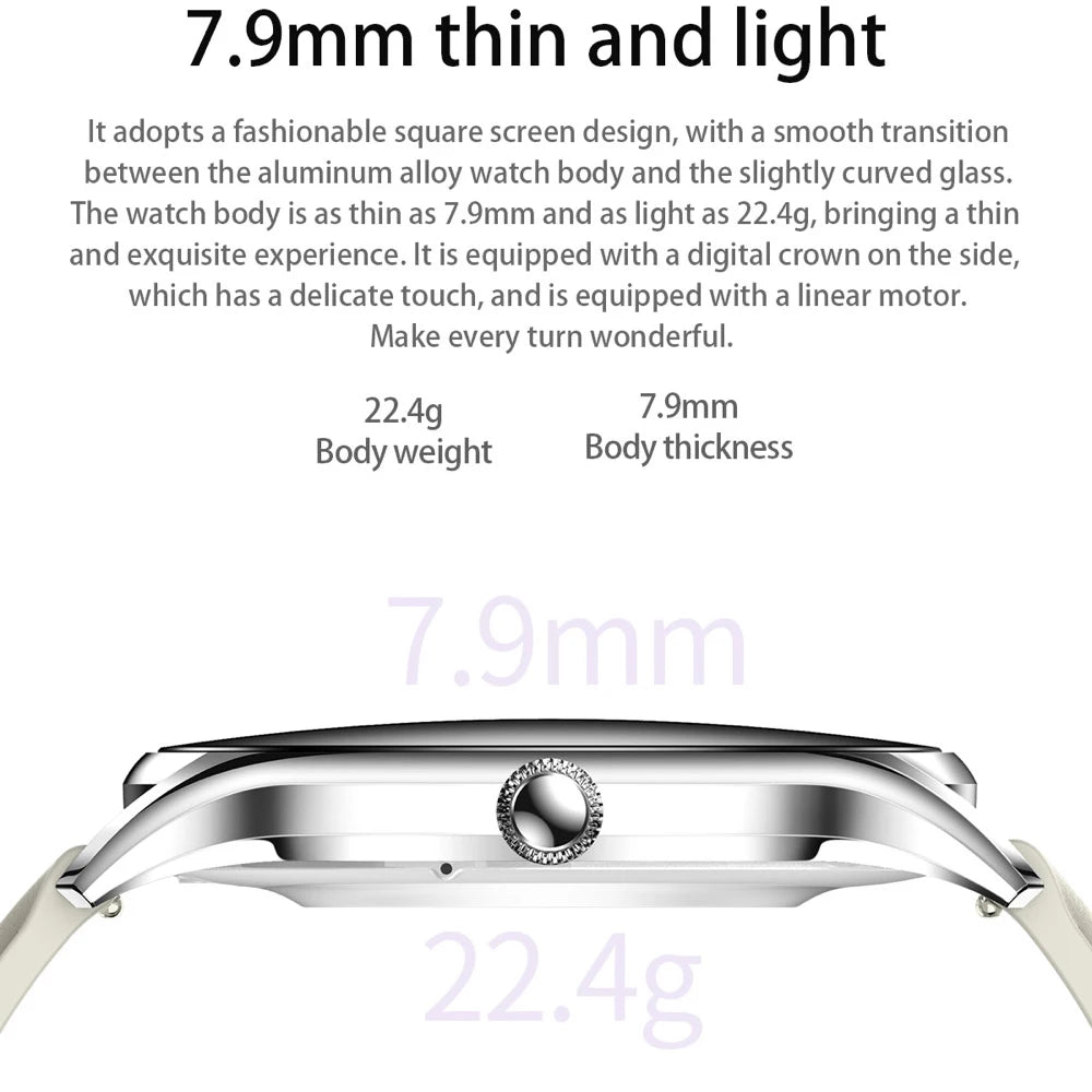 2025 New AMOLED Screen 7.9mm Ultra-thin Women Blue Tooth Call Smart Watch Heart Rate Health Lady Music Sport Fitness Smartwatch
