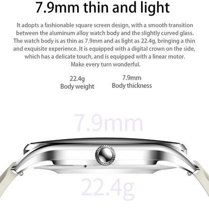 2025 New AMOLED Screen 7.9mm Ultra-thin Women Blue Tooth Call Smart Watch Heart Rate Health Lady Music Sport Fitness Smartwatch
