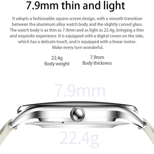 2025 New AMOLED Screen 7.9mm Ultra-thin Women Blue Tooth Call Smart Watch Heart Rate Health Lady Music Sport Fitness Smartwatch