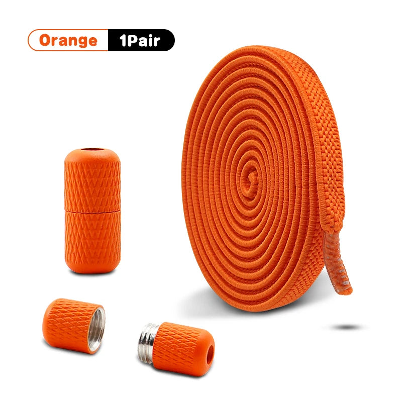 Metal Capsule Buckle Shoelaces without ties Sneaker Flats Elastic Laces Kids Adult Quick Lace On/Off Shoelace 1Pair/2Pair
