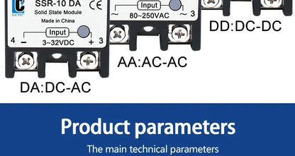 LCTC 10PCS SSR 10A 25A 40A 50A 60A 80A 100A Solid State Relay DC To AC AC To AC DC To DC Single Phase Control Relay