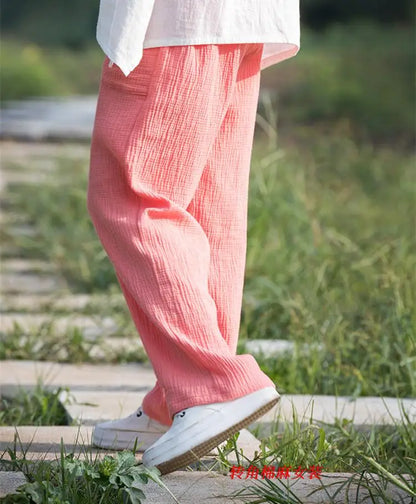 2024 Spring Women' Fashion comfortable cotton linen pants Plus size Women pleated Autumn pants with pockets 5XL 6XL pantalones