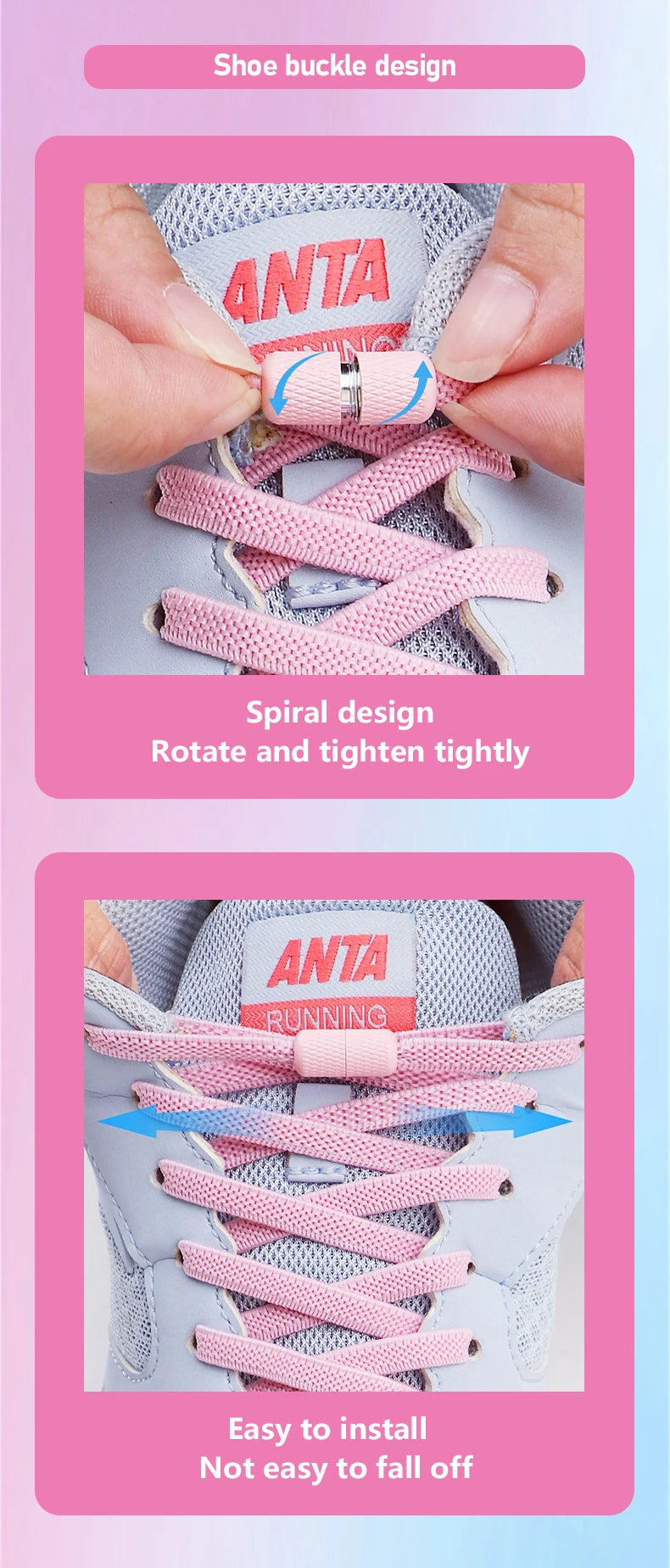Metal Capsule Buckle Shoelaces without ties Sneaker Flats Elastic Laces Kids Adult Quick Lace On/Off Shoelace 1Pair/2Pair