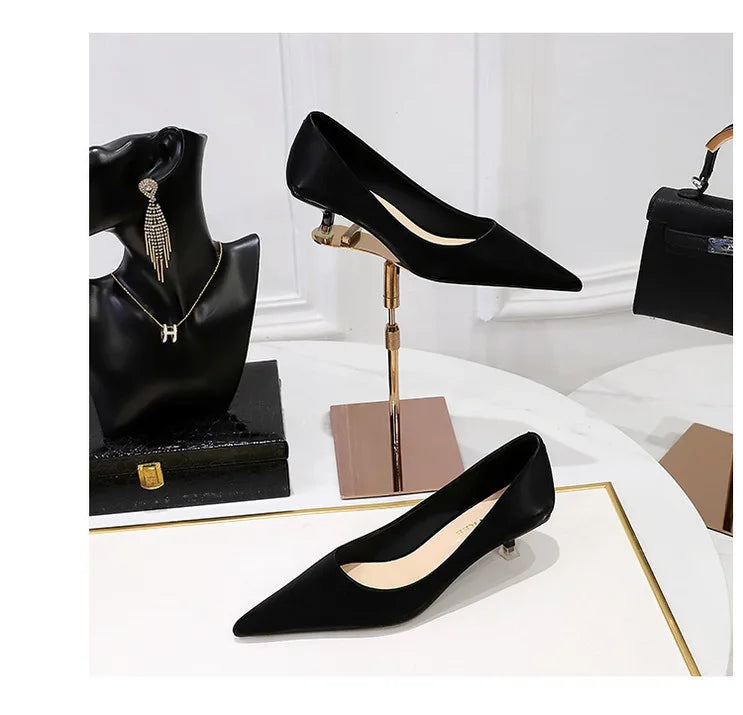BIGTREE Shoes Women 4.5 Cm Heels Pointed Toe Woman Pumps Fashion Kitten Heels Large Size 34-43 Sexy Mid Heeled Female Shoes 2026