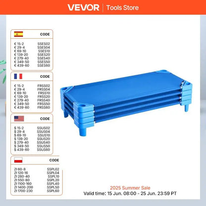 VEVOR Stackable Kiddie Cot Pack of 4/6 Portable Toddler Nap Cots for Kids Preschool Classroom Daycare Beds for Sleeping Resting