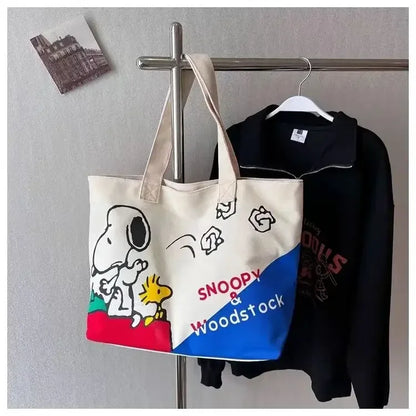 Snoopy Girl New Cute Cartoon Fashion Versatile Casual Travel Lightweight Large Capacity Storage Shoulder Portable Canvas Bag